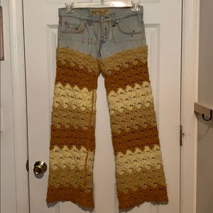 Handmade hand crocheted Levi’s bell bottoms
